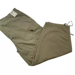Cargo Pants 3XL (3X) Green 100% Cotton Wide Leg/Jogger Drawstring Hem Women's - Picture 1 of 6