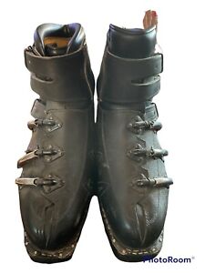 Raichle Swiss Leather Made Buckle Ski Boots Black Size 9.5 60’s Vintage