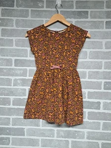 Cynthia Rowley Brown Rust Fall Colors Girls S Fox Deer Mushrooms Dress Size 7/8 - Picture 1 of 12
