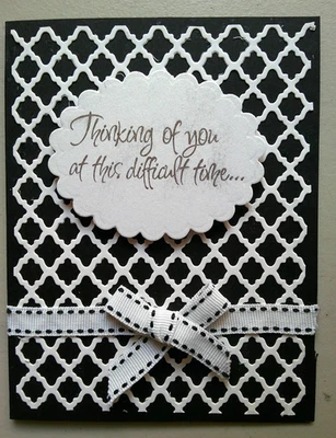 Handmade Sympathy Black & White Card Using Stampin Up Spellbinders Lace & Ribbon - Image 1 of 4