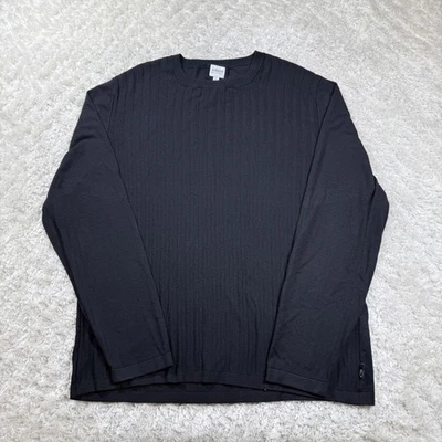 Armani Collezioni Sweater Mens 2XL Black Ribbed Crewneck Soft Knit Quiet Luxury - Image 1 of 4