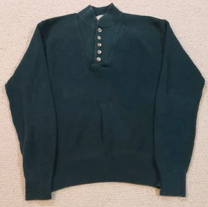 Maglione vintage LL Bean 5 bottoni Henley verde made in USA grande - Foto 1 di 6