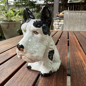 Hucha de cerámica vintage para perros Scottie blanco y negro para cachorros mediados de siglo - Imagen 1 de 20