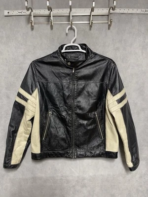 Chaqueta WILSON’S Hombre L Negro Crema Cuero Moto M. JULIAN Motocicleta Motociclista Bombardero Foto 1 de 4