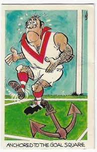 1972 Sunicrust Weg's Footy Funnies ANCHORED TO THE GOAL SQUARE - Picture 1 of 2