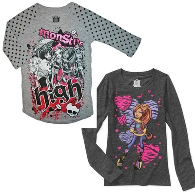 (2) Camisas Monster High De Colección 2012 Niñas L-10/12 Manga Larga Brillo Gang Clawdeen Foto 1 de 4