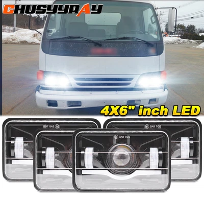 Newest Upgrade for Isuzu NPR 1991-2005 Truck 4PC DOT 4x6 inch LED Headlights H4 - Image 1 of 4