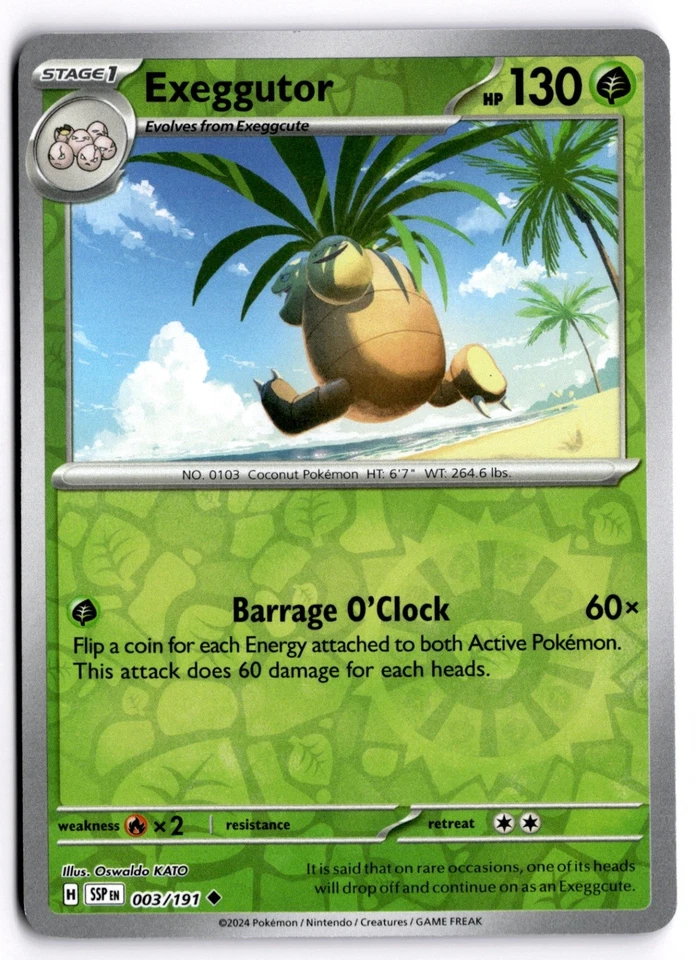 Pokemon TCG Exeggutor 003/191 SV08: Surging Sparks Uncommon Reverse Holo - Image 1 of 1