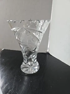 Lausitzer Crystal Etched Hand Cut Vase Germany Floral Fruit - Picture 1 of 21