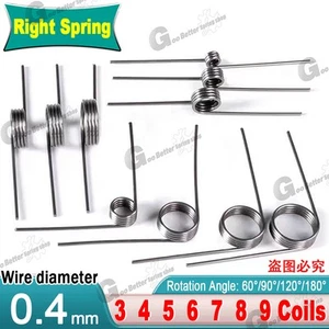 Torsion Spring (pack of 10), 0.4mm Wire diameter, 3mm - 6mm OD, Right spring - Picture 1 of 26
