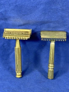 2 Vintage 1920's Brass Razors ~ VALET Autostrop & GEM Micromatic - Picture 1 of 18