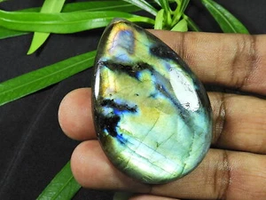 40X55MM Natural Purple Labradorite Pear Cabochon Loose Gemstone 45Cts. U172 - Picture 1 of 9