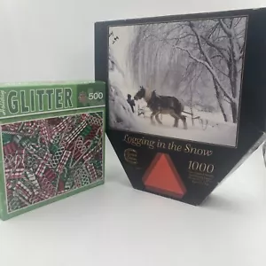 Amish Country Logging in the Snow Puzzle 1000 Pezzi Ltd. Ed. Puzzle 2002 + 500 pezzi - Foto 1 di 11