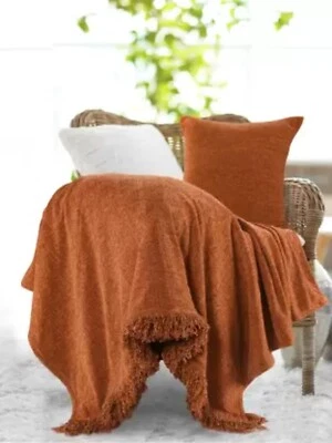 Hand Loomed Cotton Bed Cover Sofa Bohemian Blanket Throw Mud Cloth Shawl Bedding - Image 1 of 4