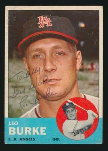 1963 Topps #249 LEO BURKE (L.A. Angels) *AUTOGRAPHED* 
