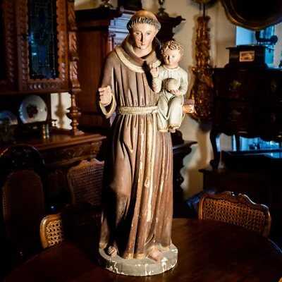 Große Skulptur Heiliger Antonius Jesus Holz geschnitzt Figur Kirchenfigur 93 cm - Bild 1 von 4