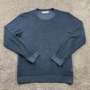 Camisa Orlebar Marrón Hombres Grande Azul Terry Cuello Redondo Manga Larga Toalla Pierce - Imagen 1 de 13