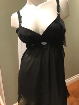 Flora Nikrooz 2Pc set BLACK  size: MED ** NWT  short nightgown, Teddies, - Image 1 of 3