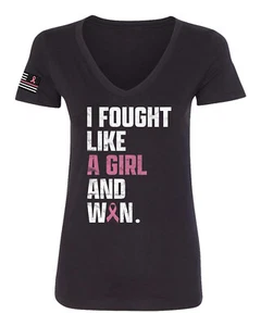 Camiseta esquina I Fought Like A Girl and Won para mujer de ajuste junior - Imagen 1 de 6