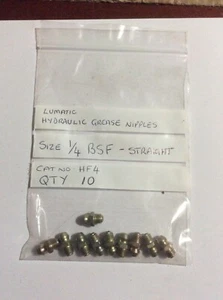 NUOVO VECCHIO STOCK 10 x Lumatic HF4 grasso idraulico nipplo dritto 1/4 BSF LUMHF4 - Foto 1 di 6