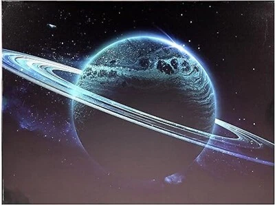 Riverbend Designs 12" x 16"  LED Light Saturn Rings Space Canvas Print Wall Art - Image 1 of 4