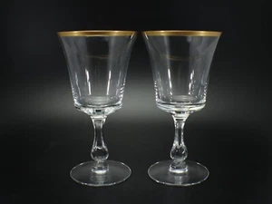 Fostoria Richmond WATER GOBLET Wine 6097 Set of 2 Gold Trim 6 ¾” Tall Vintage - Picture 1 of 8