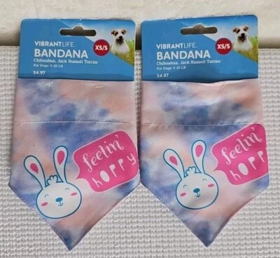 2 DOG/PET BANDANAS Feelin’ Hoppy - XS/S  5-20 lbs (6-14" neck)  Foto 1 de 2