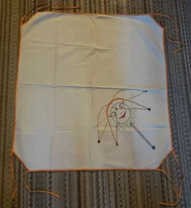 VINTAGE 31" x 34" JOKER Bridge Card Game Table Cover Embroidered 1960's Orange - Picture 1 of 9