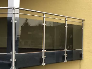 Balkongeländer Edelstahl VSG Glas Balkon Geländer MIT STATIK - Bild 1 von 6