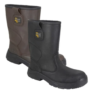 Botas de aparejo Grafters M560 impermeables con punta de acero cuero ceroso Crazy Horse - Imagen 1 de 9