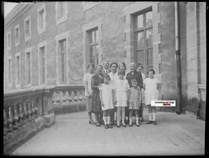 Famille, groupe, Plaque verre photo ancienne, négatif noir & blanc 9x12 cm - Photo 1 sur 2