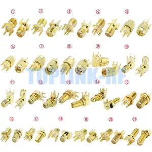 SMA RPSMA Male Female Solder PCB End Launch Thru Hole Panel Mount RF Connector - Picture 1 of 23