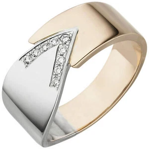 Anillo De Oro Blanco Y Oro Rosa Bicolor Con 9 Diamantes Brillantes De 0,1 Ct. - Imagen 1 de 1