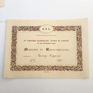 Certificate, Diploma C.F.L.Clubhouse Bureau Lecchese IV Show Filatelica-Lecco - Picture 1 of 2