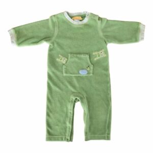 RARE Vintage Gymboree Green Frog Terrycloth Long Sleeve Romper Size 9-12 M