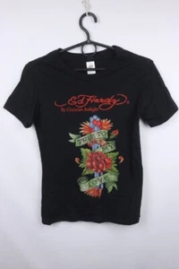 Ed Hardy by Christian Audigier Blue Cotton Crew Neck Long Sleeve Blouse Top M - Picture 1 of 16