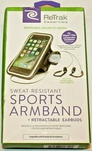 ReTrak Essentials Sweat-Resistant Sports Armband + Retractable Earbuds V1-0916 - Picture 1 of 4