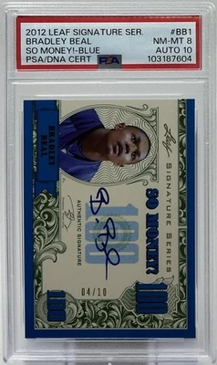 Bradley Beal Rookie Auto PSA 8/10- 2012 Hoja “¡Así Dinero!” Azul/10 Gator, Clipper Foto 1 de 4