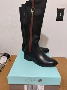 Lifestride Women's Bristol Knee High Zip Up Fashion Boots Blackbrown Sz11m - Picture 1 of 7