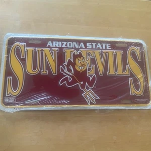 Placa de matrícula de plástico de colección de Arizona State ASU Sun Devils de la década de 1990 NOS - Imagen 1 de 6