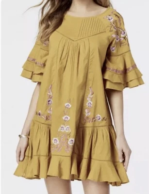 Vestido recto Free People bordado de algodón en capas talla M Foto 1 de 4