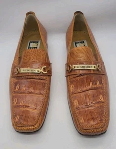 Genuine Crocodile/Lizard Tan David Eden Size 8.5 Men's Dress Shoes Loafers Spain - Picture 1 of 6