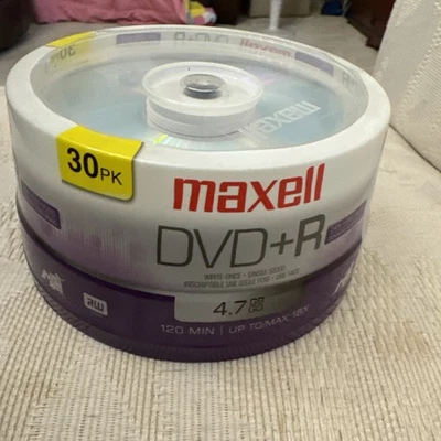 Maxell DVD+R 16X  4.7GB  120-Min 30-Pack  Spindle Sealed New Sealed  - Image 1 of 2