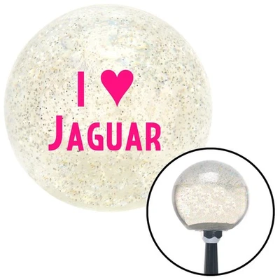 Perilla de cambio de escamas de metal transparente Pink I <3 JAGUAR con palanca de cambios M16x1.5 Insertar automática Foto 1 de 4