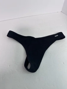 NWT Victoria's Secret Pink Cotton Rib Thong Panty Black Medium M - Picture 1 of 4