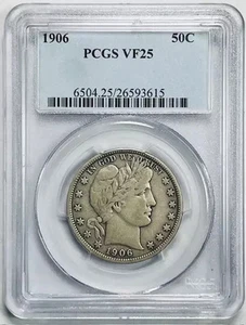 1906 P Barber Half Dollar PCGS VF-25 - Picture 1 of 2