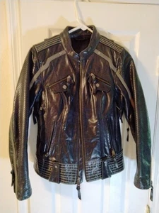 Harley Davidson Women Hairpin Reflective Black Leather Biker Jacket M 98029-18VW - Picture 1 of 13