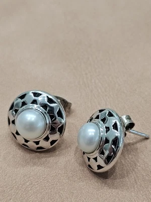 Vtg Honora Pearl Sterling Silver Earring Set Deco Design Jewelry Exquisite HTF Foto 1 de 4