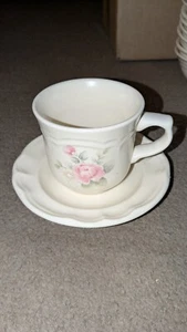 Pfaltzgraff Pink Tea Rose Stoneware Tea Cup Coffee Mug & Saucer Vintage - Picture 1 of 5
