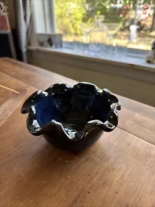 Studio Pottery Art Bowl Small Ruffled (Handmade) Blue,brown, Green. - Picture 1 of 5